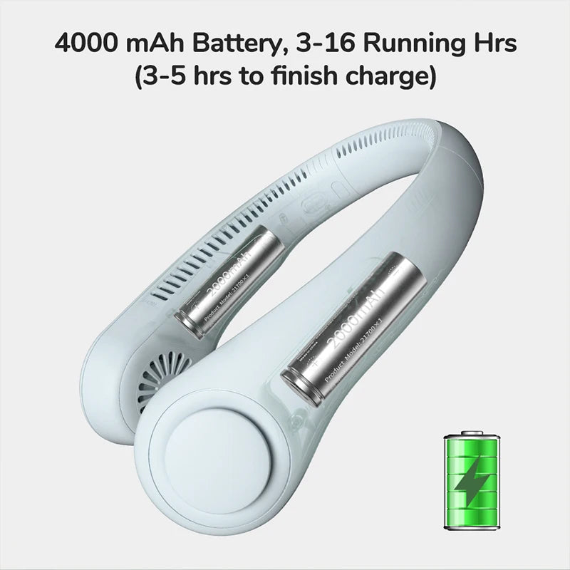 ROFAELEC 360° Bladeless Neck Fan – Ultra-Quiet & Rechargeable